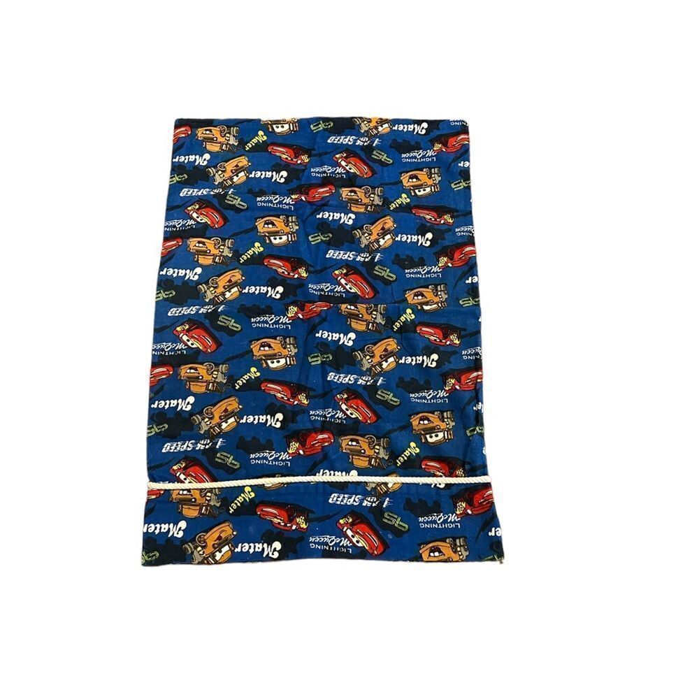 Custom made standard size flannel Cars pillowcase with white cording.